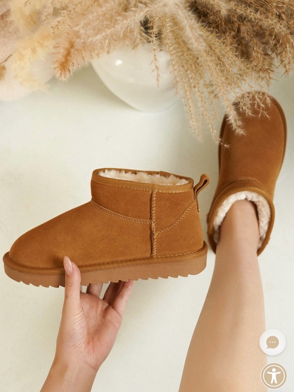 Genuine Suede Shearling Lined Ankle Boots, size 7.5